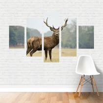 Quadro em tela Canvas Veado Vermelho Mamífero 110x65 Quadro em tela Canvas Veado Vermelho Mamífero 110x65