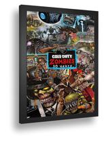 Quadro Emoldurado Poste Call Of Duty Modo Zombies 10 Anos Com Vidro