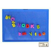 Quadro Encaixe com Letras e Numeros Art Brink Azul Brinquedo Educativo Didatico Pedagogico