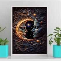 Quadro Encontro Sol Lua 33x24cm - Vidro
