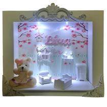 Quadro Enfeite De Porta Maternidade Cenário Led - BRANCO JARDIM FLORIDO