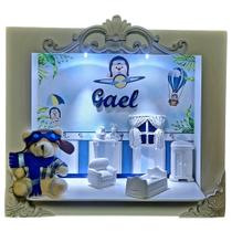 Quadro Enfeite De Porta Maternidade Cenário Led - URSO AVIADOR Quadro Enfeite De Porta Maternidade Cenário Led - URSO AVIADOR