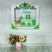 Quadro Enfeite De Porta Maternidade Cenário Led - Verde Ursinho