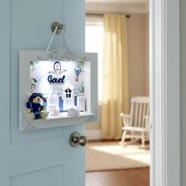 Quadro Enfeite De Porta Maternidade nome e Led URSO AVIADO