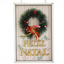 Quadro Enfeite Decorativo Natalino Feliz Natal Com Guirlanda