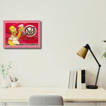 Quadro Envelhecido Simpsons Duff C/ Moldura e Vidro 33x25 cm
