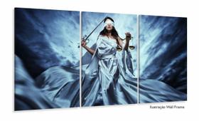 Quadro Escritório Advocacia Deusa Justiça Azul 120x60 3 peças Quadro Escritório Advocacia Deusa Justiça Azul 120x60 3 peças