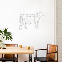 Quadro Escultura Boi Cortes de Carne Bovina 120x86 Branco Branco