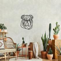 Quadro Escultura Cachorro Bulldog Ingles 100x85 Preto Preto