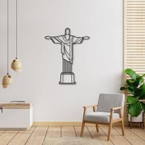 Quadro Escultura Cristo Redentor RJ 60x47 Preto Preto