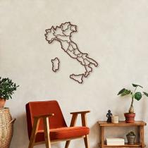 Quadro Escultura de Parede, Mapa da Italia Marrom