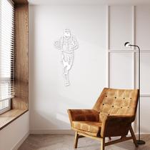 Quadro Escultura Jogador de Basquete H 80x33 Branco Branco