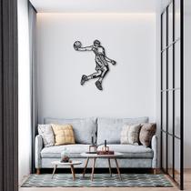 Quadro Escultura Jogador de Basquete L 100x84 Preto Preto