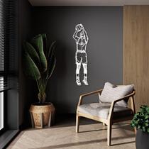 Quadro Escultura Jogador de Basquete S 80x20 Branco Branco