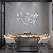 Quadro Escultura Mapa dos Estados Unidos 100x60 Branco