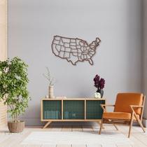 Quadro Escultura Mapa dos Estados Unidos 150x90 Marrom