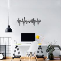 Quadro Escultura Musica Sound Wave 80x29 Preto Preto