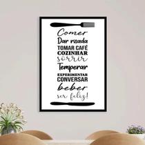 Quadro Espaço Gourmet Comer Beber Sorrir 33X24 Madeira Preta