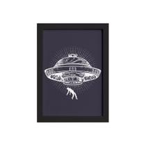 Quadro Espaço Sideral Disco Voador Moldura Preta 33x43cm