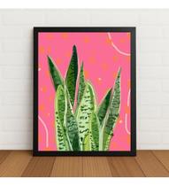 Quadro Espada De São Jorge Fundo Rosa C/ Moldura E Vidro Preto Quadro Espada De São Jorge Fundo Rosa C/ Moldura E Vidro Preto