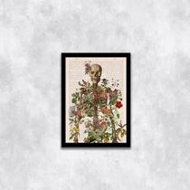 Quadro Esqueleto Com Flores 24X18Cm Quadro Esqueleto Com Flores 24X18Cm