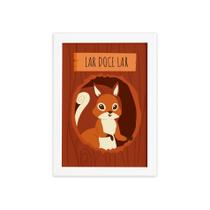 Quadro Esquilo Infantil Lar Doce Lar Moldura Branca 22x32cm Quadro Esquilo Infantil Lar Doce Lar Moldura Branca 22x32cm