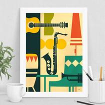 Quadro Estampa Instrumentos Musicais 45x34cm - com vidro - Quadros On-line