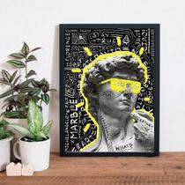 Quadro Estátua Grega Pop Art 33X24Cm - Madeira Preta