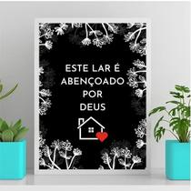 Quadro Este Lar É Abençoado Por Deus 24x18cm - com vidro