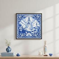 Quadro Estilo Azulejo N. Senhora Fátima 33x33 Mold Preta Vidro Quadro Estilo Azulejo N. Senhora Fátima 33x33 Mold Preta Vidro