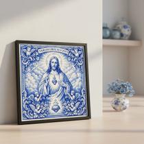 Quadro Estilo Azulejo Sgdo. Coração Jesus 33x33 Mold Branca Vidro Quadro Estilo Azulejo Sgdo. Coração Jesus 33x33 Mold Branca Vidro