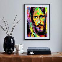 Quadro Estilo Pintura Rosto Jesus - 60X48Cm - Quadros On-Line