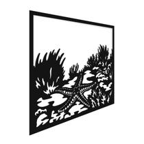 Quadro estrela mar alto relevo decoração sala 32x36cm