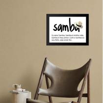 Quadro Eu Amo Samba 45X34Cm - Com Vidro