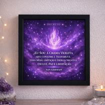 Quadro Eu Sou a Chama Violeta 33x33cm Mold Branca Vidro Quadro Eu Sou a Chama Violeta 33x33cm Mold Branca Vidro