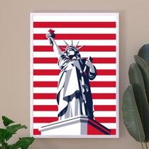 Quadro EUA - Estátua da Liberdade Listras 33x24cm - com vidro