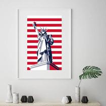 Quadro EUA - Estátua Da Liberdade Listras - 60x48cm