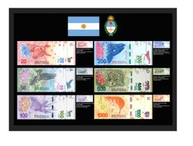 Quadro Expositor Cédulas da Argentina Notas Peso Argentino