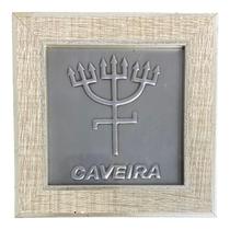 Quadro Exu Caveira Madeira Carvalho e Metal 13 x13 cm
