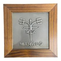 Quadro Exu Marabô Madeira Imbuia e Metal 18 x18 cm