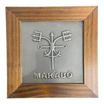 Quadro Exu Marabô Madeira Imbuia E Metal 18 X18 Cm