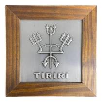 Quadro Exu Tiriri Madeira Imbuia E Metal 18 X18 Cm