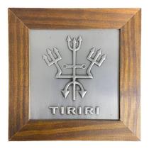 Quadro Exu Tiriri Madeira Imbuia e Metal 18,5 x 18,5 cm