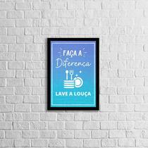 Quadro Faça a Diferença. Lave a Louça 24x18cm - com vidro