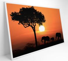 Quadro Família de Elefantes em pôr do Sol na África