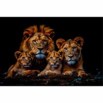 Quadro Familia De Leão 2 Filhotes