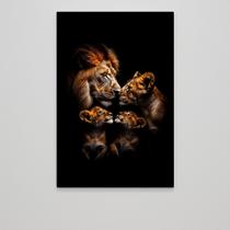 Quadro família de leao com 2 filhoteS