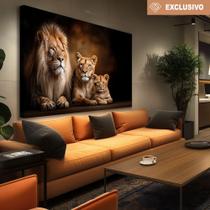 Quadro família de leão com um filhote