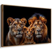 Quadro Família de Leões em Olhares Poderosos de Realeza