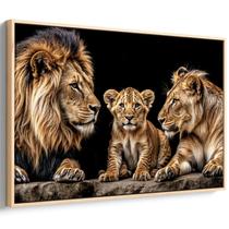 Quadro Família de Leões Unidade Sob o Sol Dourado